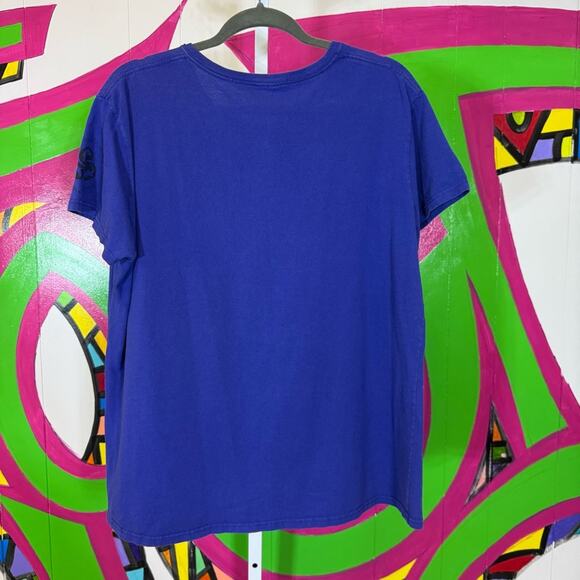 Vibrant Purple Short Sleeve Tee with Playful Graphic. Similar to a size 1X/2X - Picture 3 of 4